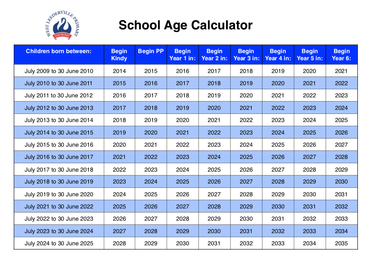 School Age Calculator WLPS