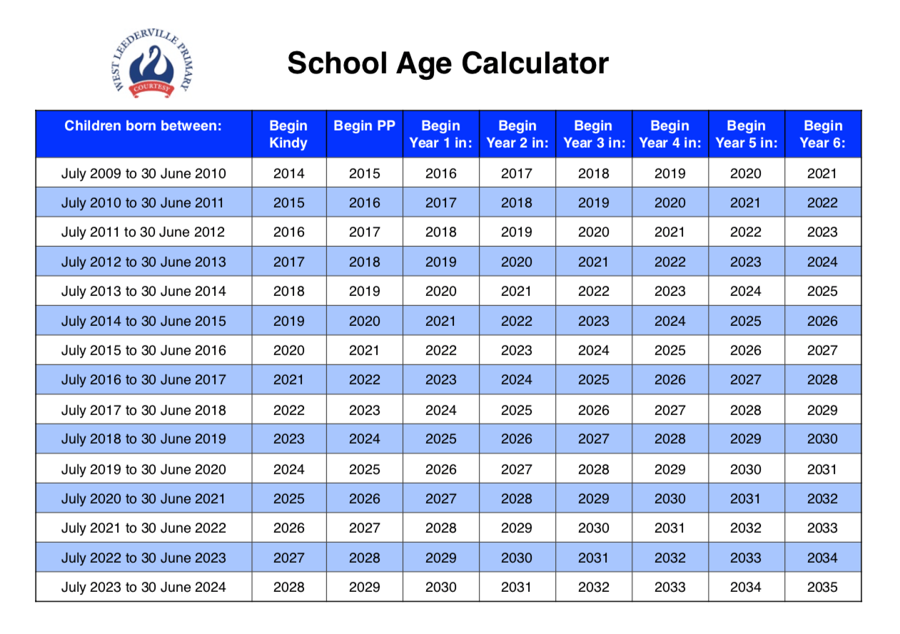 School Age Calculator WLPS